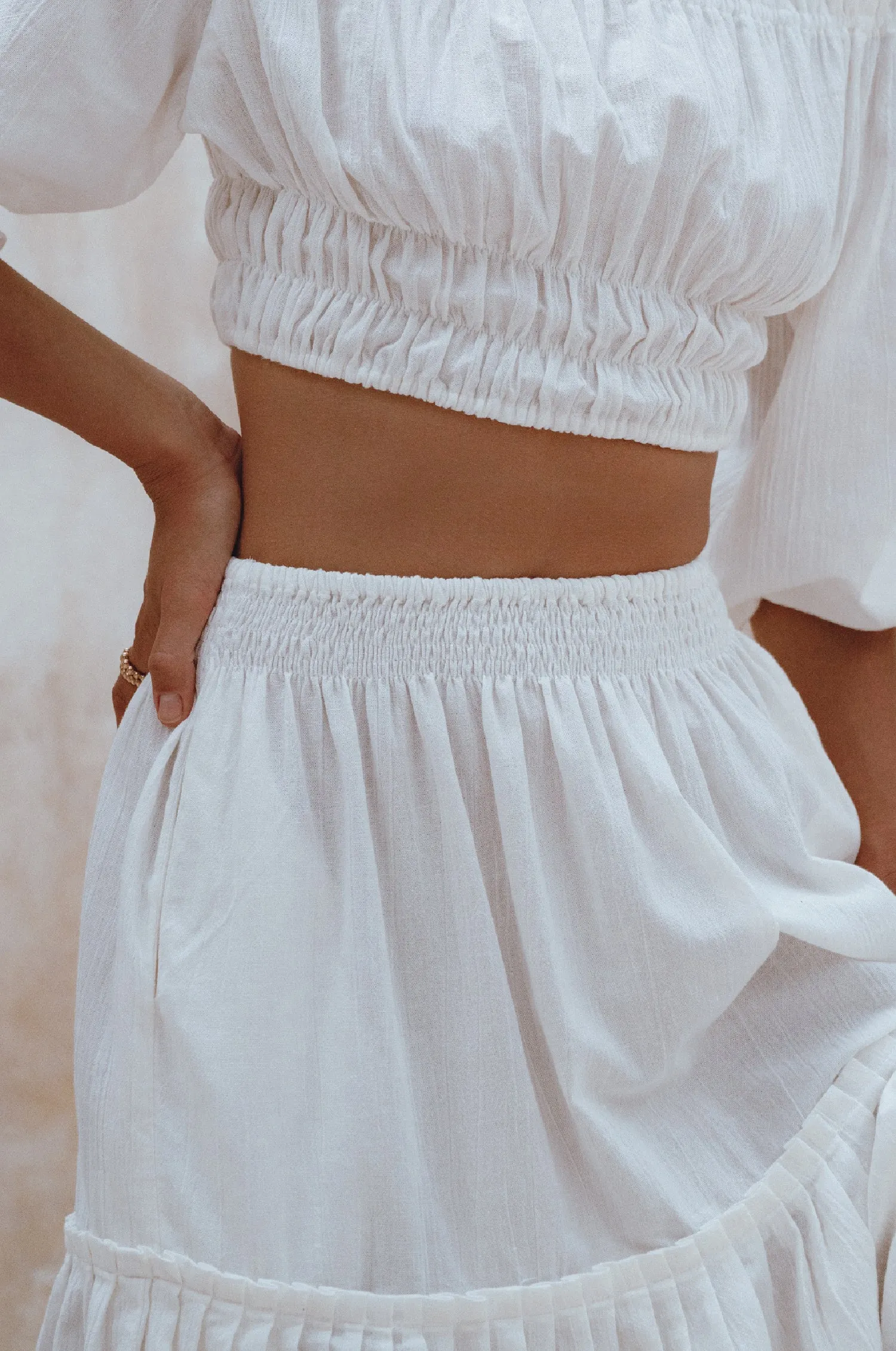 Annabelle Boho Linen Maxi Skirt - White sold by Folklore Shop product image thumbnail 5