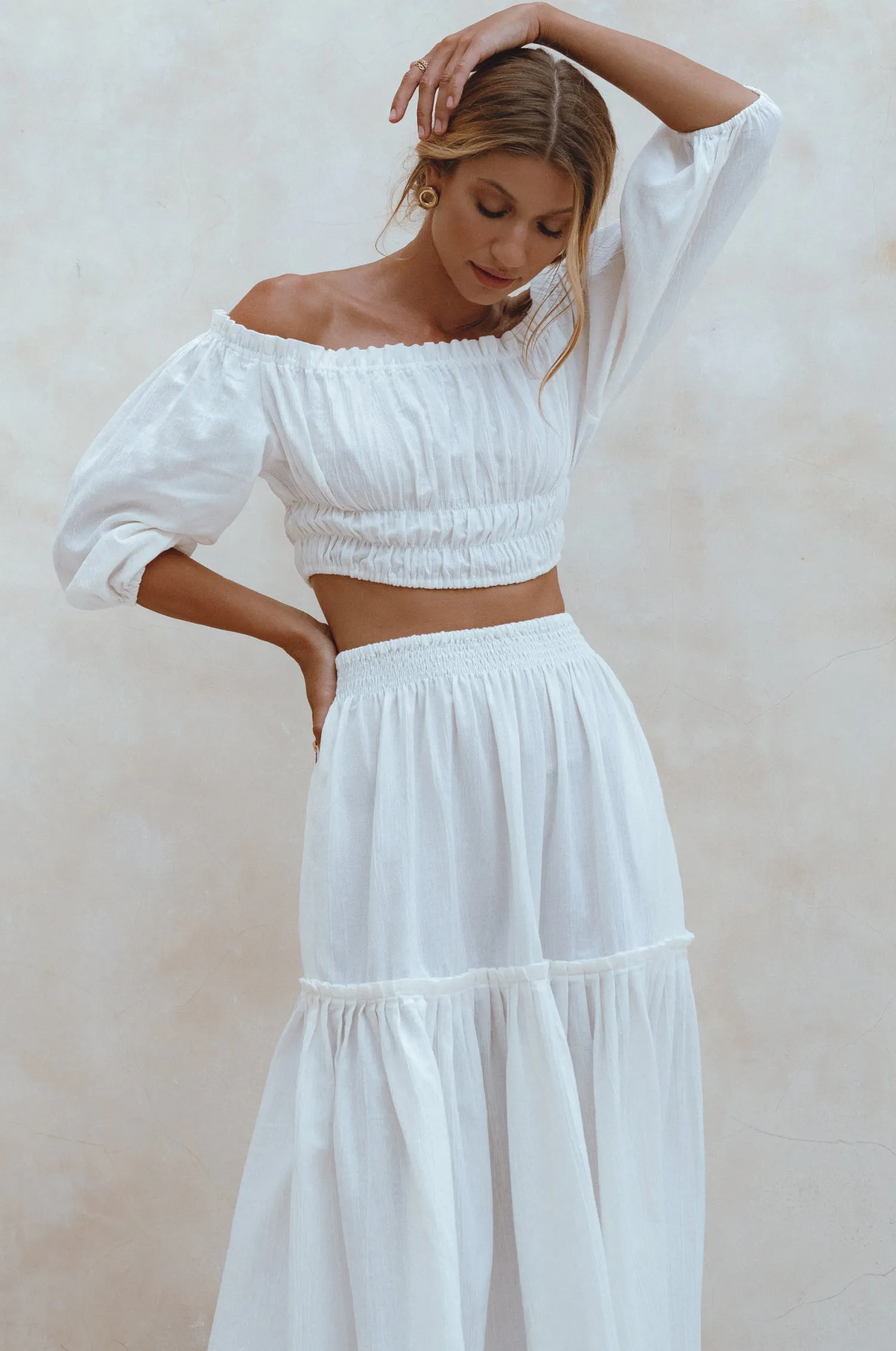 Annabelle Boho Linen Maxi Skirt - White sold by Folklore Shop product image thumbnail 2