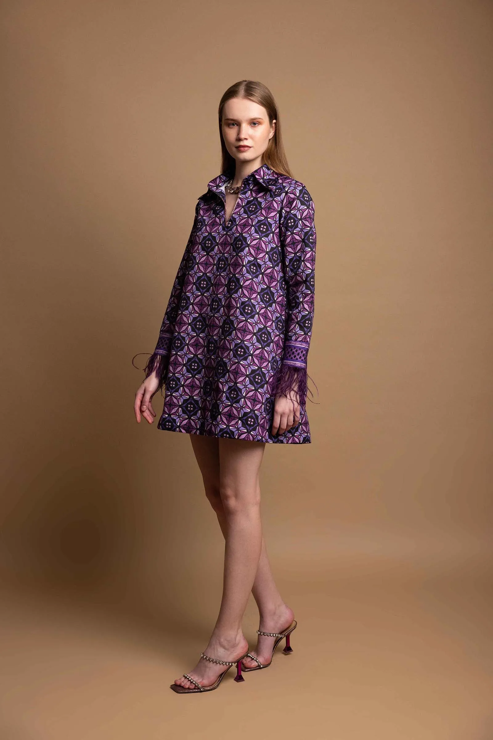 SHARP VIOLET MINI FUR DRESS sold by Folklore Shop product image thumbnail 3
