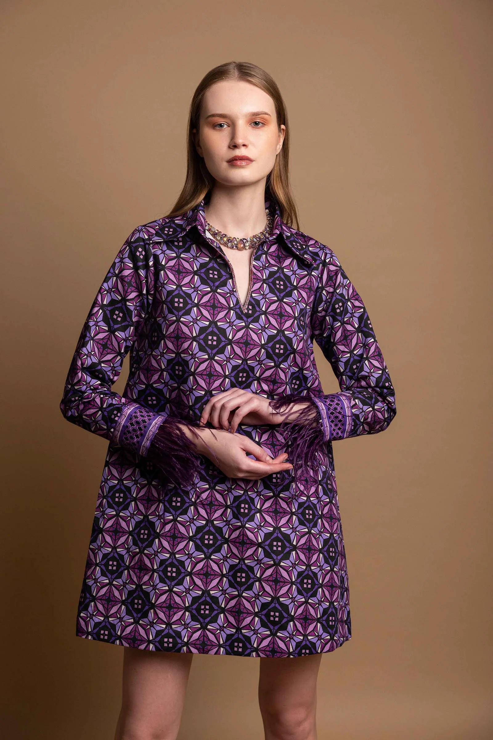 SHARP VIOLET MINI FUR DRESS sold by Folklore Shop product image thumbnail 4