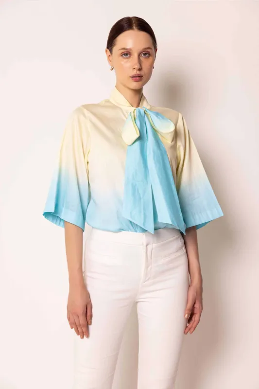 IRIS WATER SHADED BOW SHIRT sold by Folklore Shop