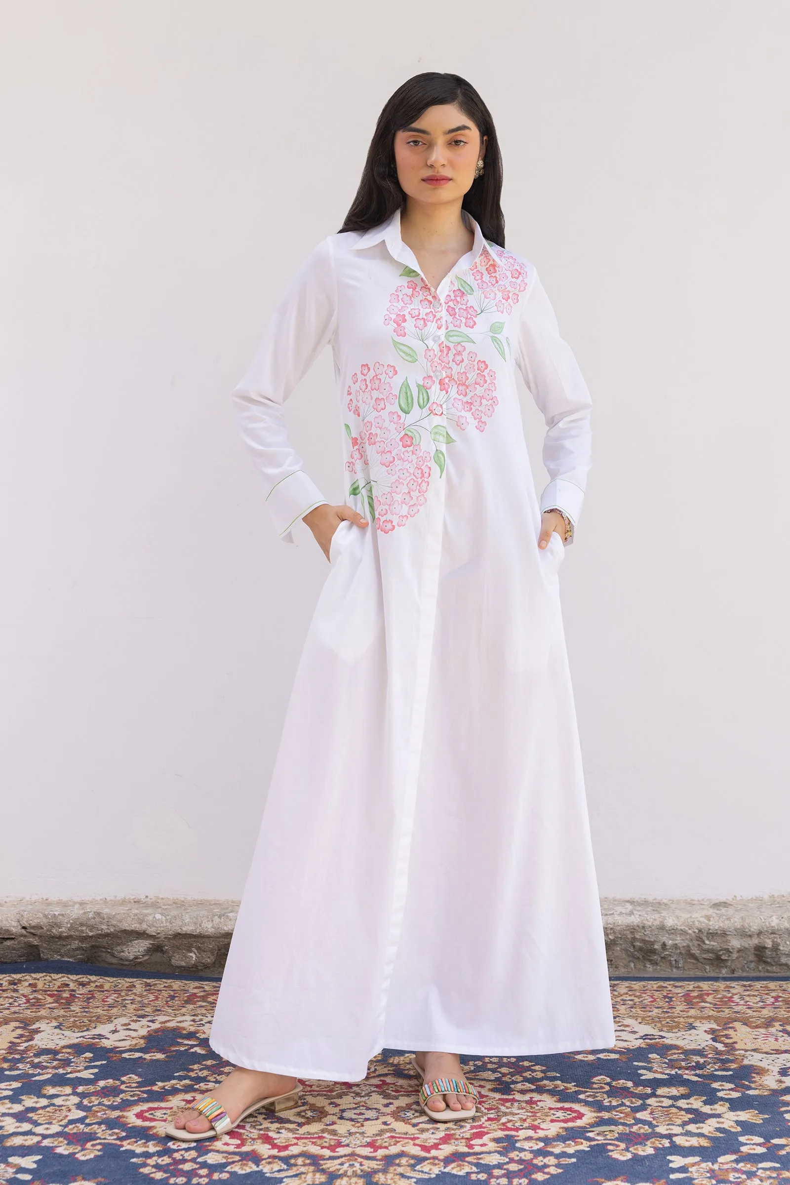 PRIMEROSE PAINTED SHIRT DRESS - FULL LENGTH sold by Folklore Shop