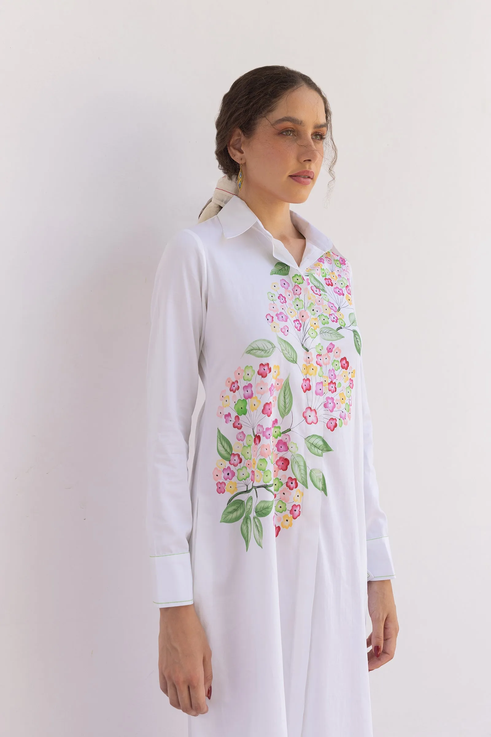 LANTANA HAND PAINTED MULTI FLORAL SHIRT DRESS sold by Folklore Shop product image thumbnail 2