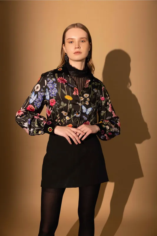 BLACK BLOSSOM SHIRT sold by Folklore Shop