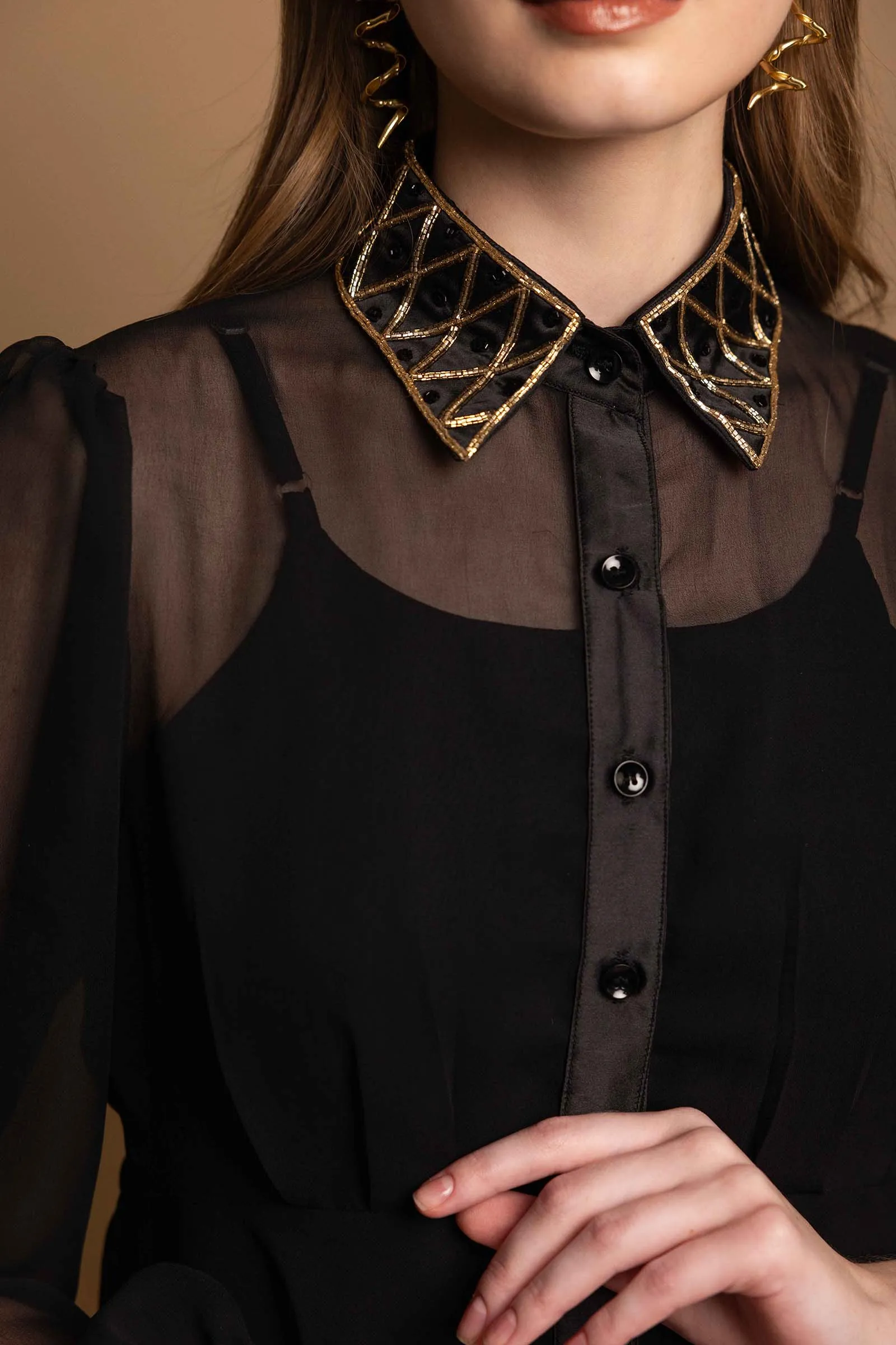 BLACK EMBELLISHED DRESS sold by Folklore Shop product image thumbnail 5