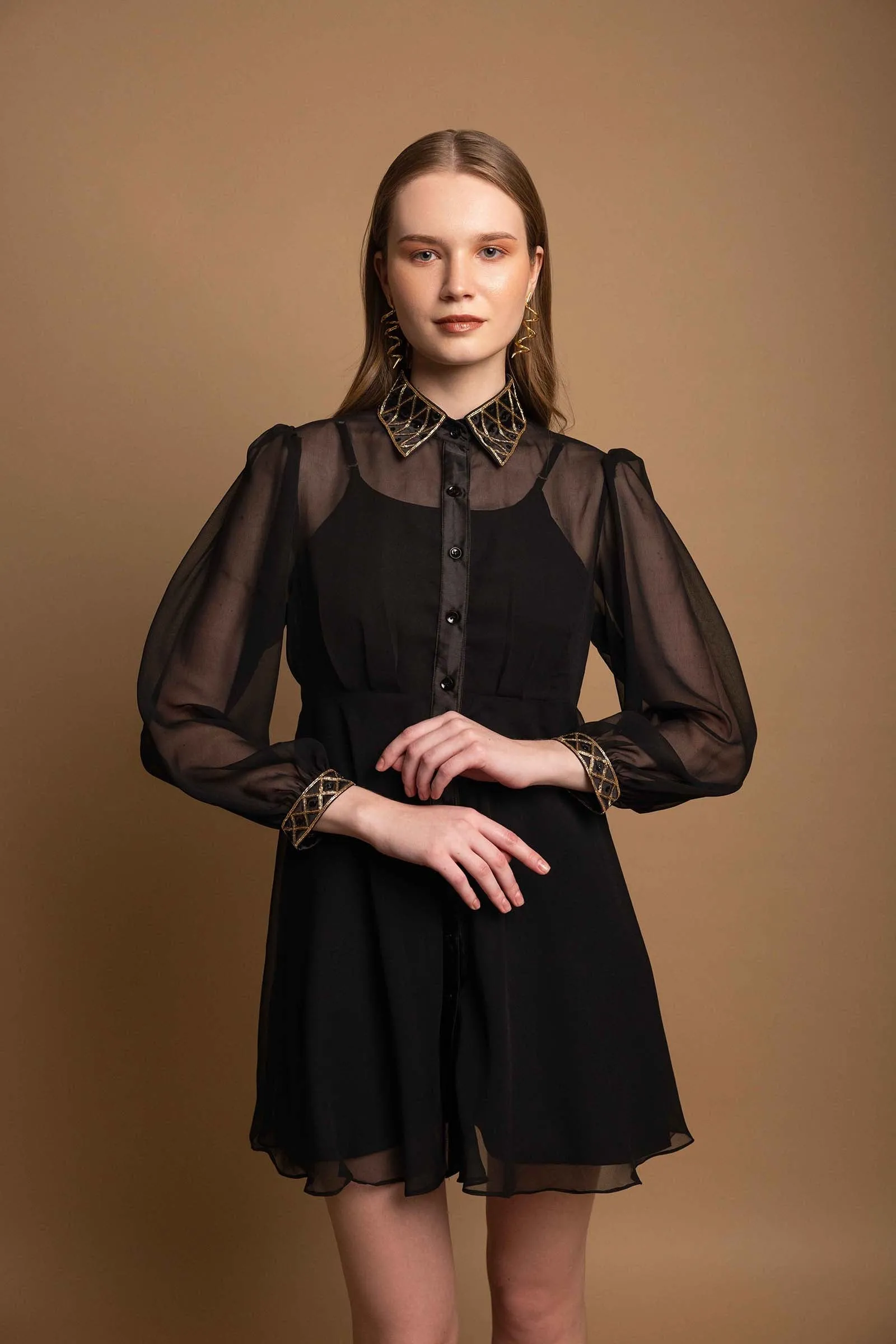 BLACK EMBELLISHED DRESS sold by Folklore Shop product image thumbnail 3