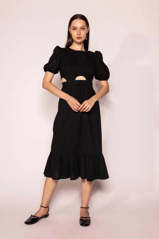 EMBELLISHED CUT OUT BLACK DRESS sold by Folklore Shop