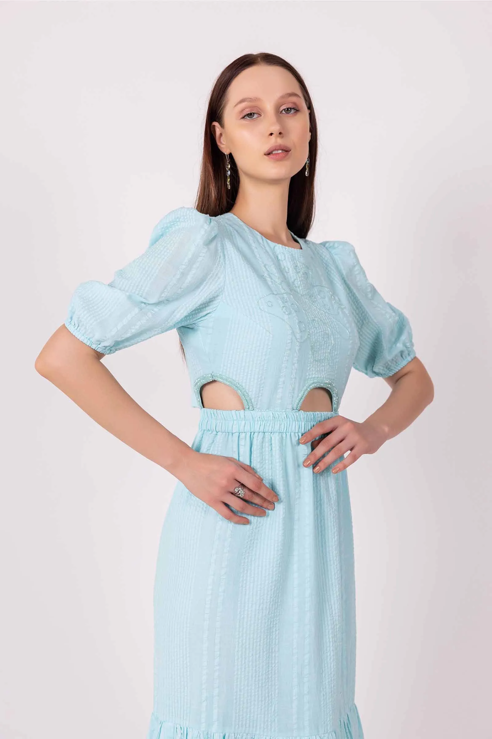 WATER BALLET CUT OUT EMBELLISHED DRESS sold by Folklore Shop product image thumbnail 4