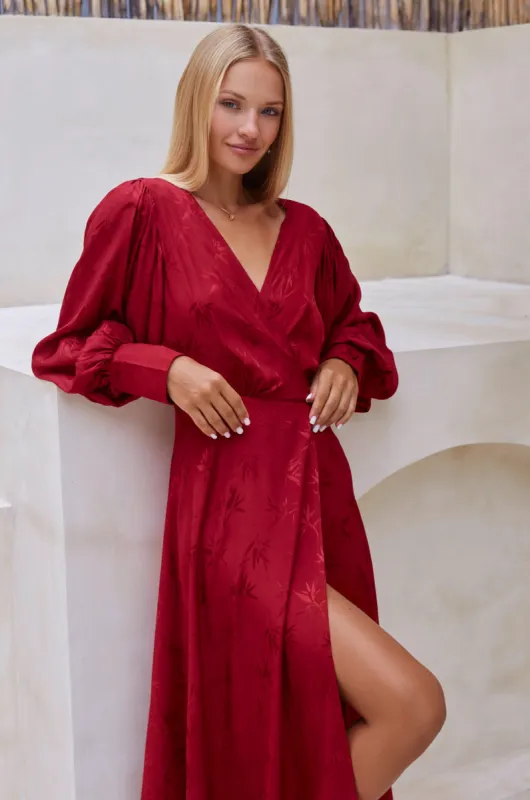 Isabella Long Sleeve Wrap Dress - Pearl Ruby sold by Folklore Shop