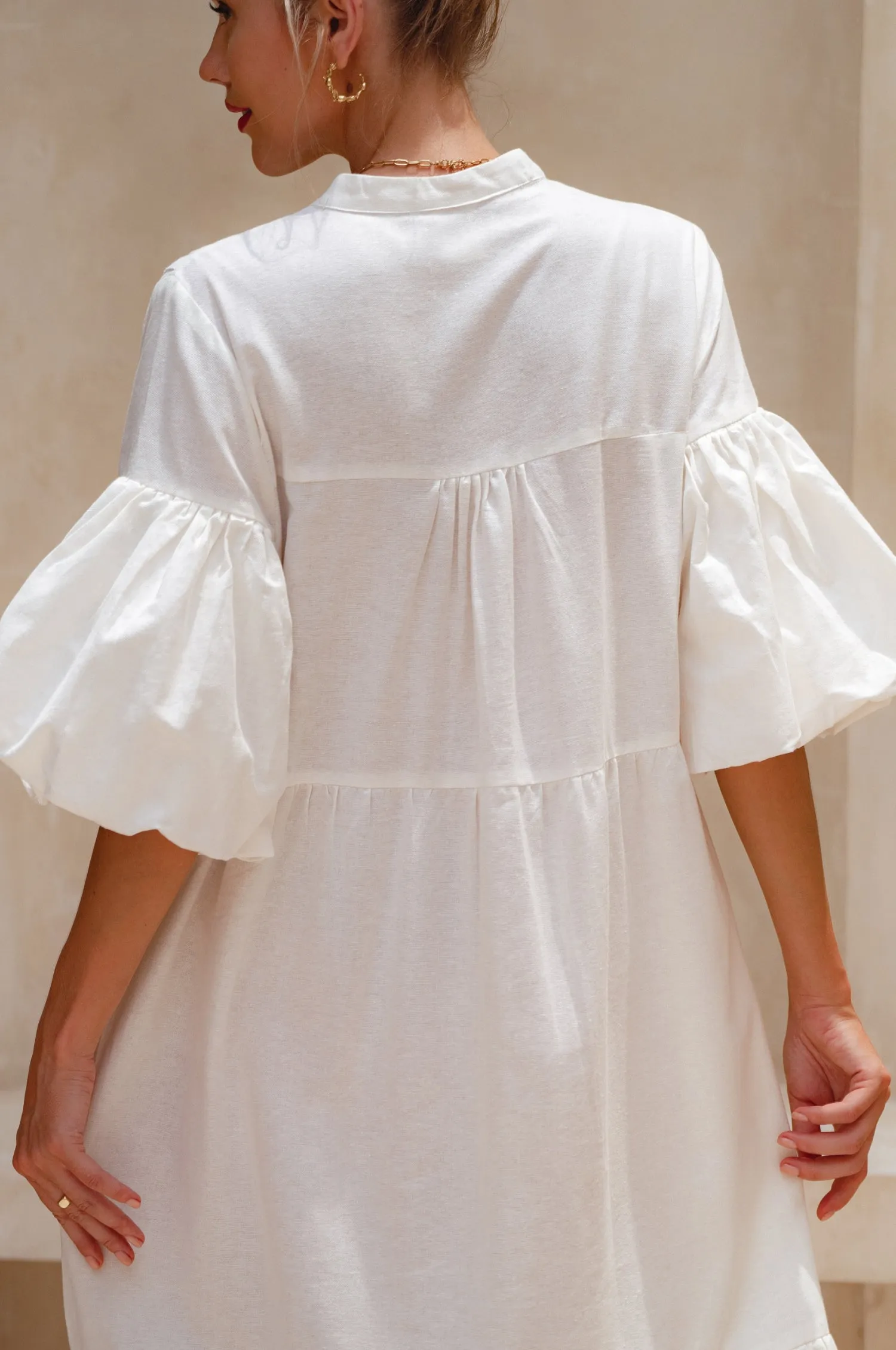 Oleana Puff Sleeve Maxi Dress - Off White sold by Folklore Shop product image thumbnail 3