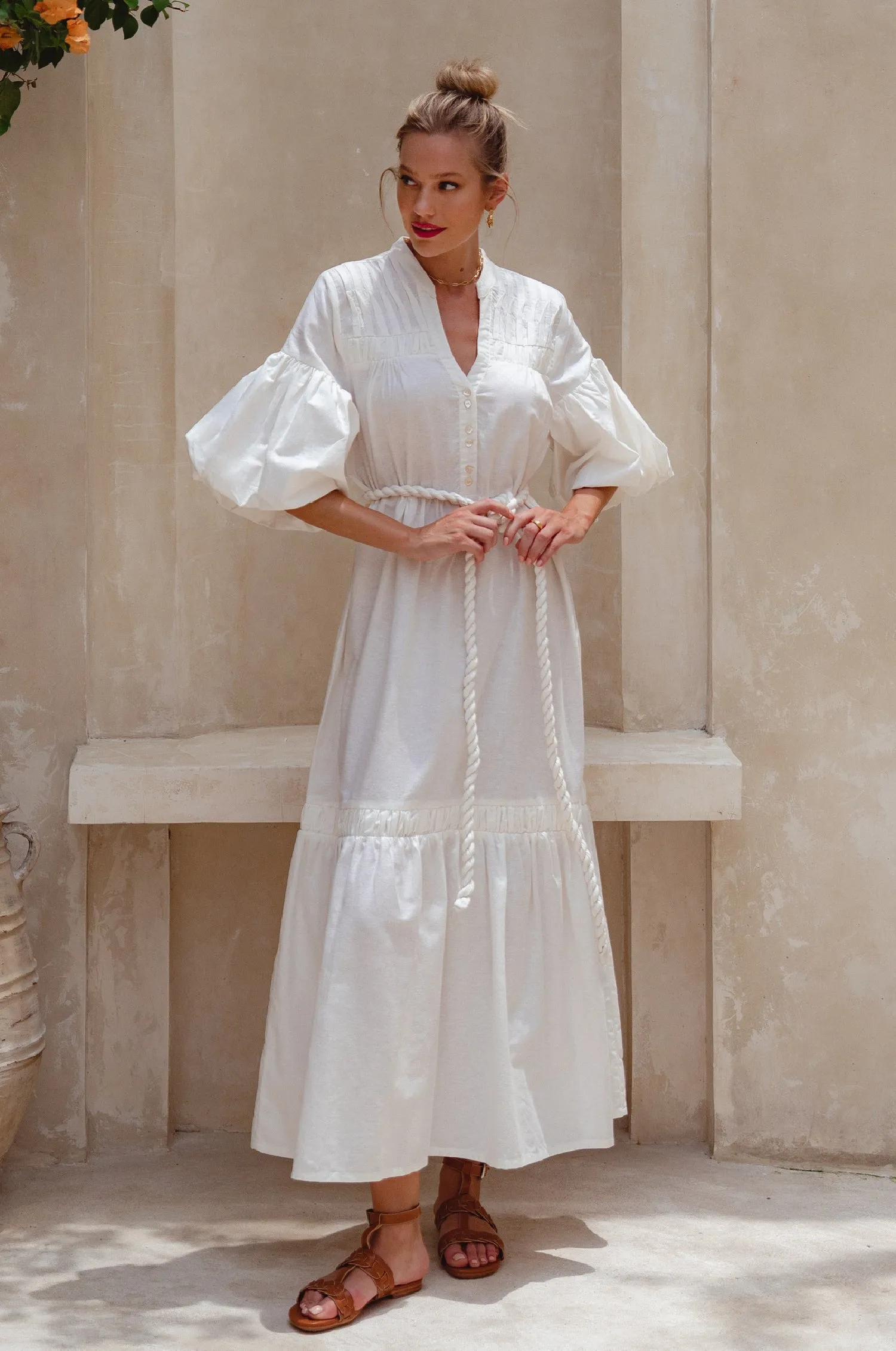 Oleana Puff Sleeve Maxi Dress - Off White sold by Folklore Shop product image thumbnail 4