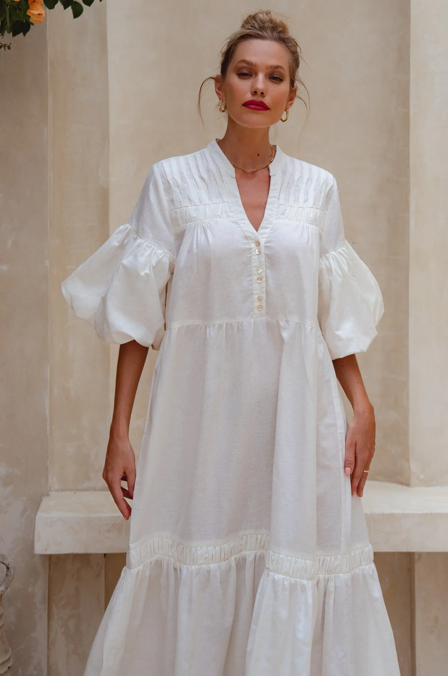 Oleana Puff Sleeve Maxi Dress - Off White sold by Folklore Shop product image thumbnail 2