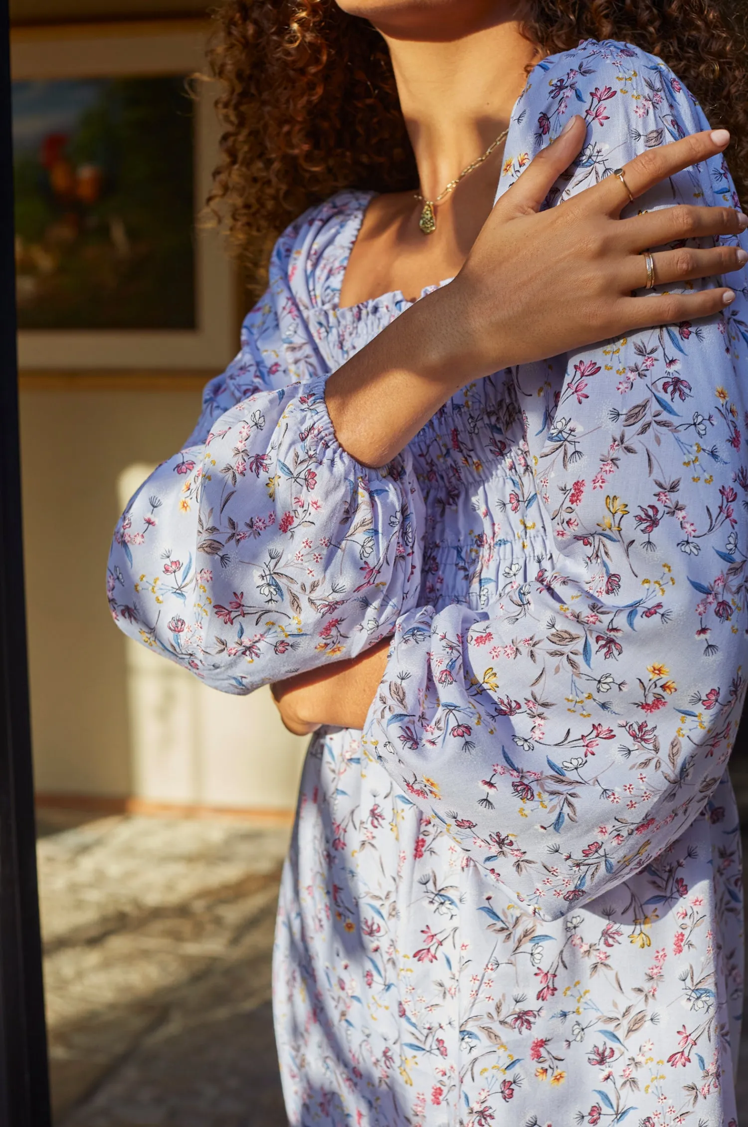 Love Story Smocked Off Shoulder Dress - Lavender Bloom sold by Folklore Shop product image thumbnail 5