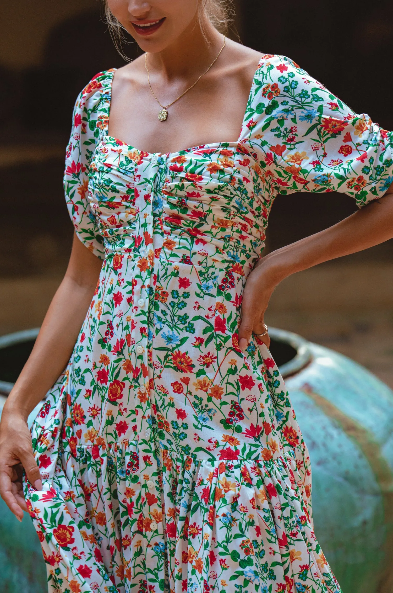 Lilit Midi Dress - White Meadow sold by Folklore Shop product image thumbnail 3