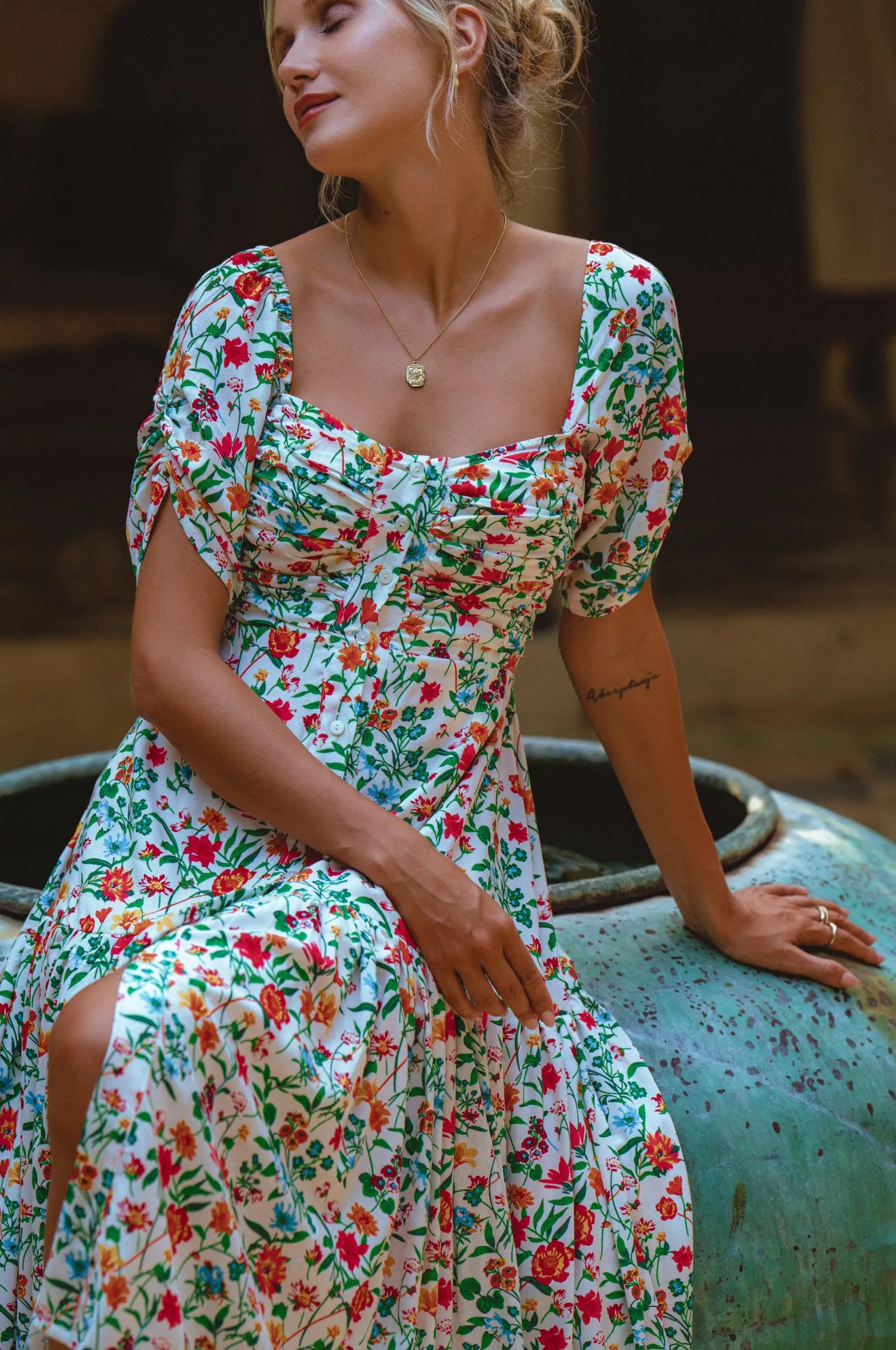 Lilit Midi Dress - White Meadow sold by Folklore Shop product image thumbnail 2