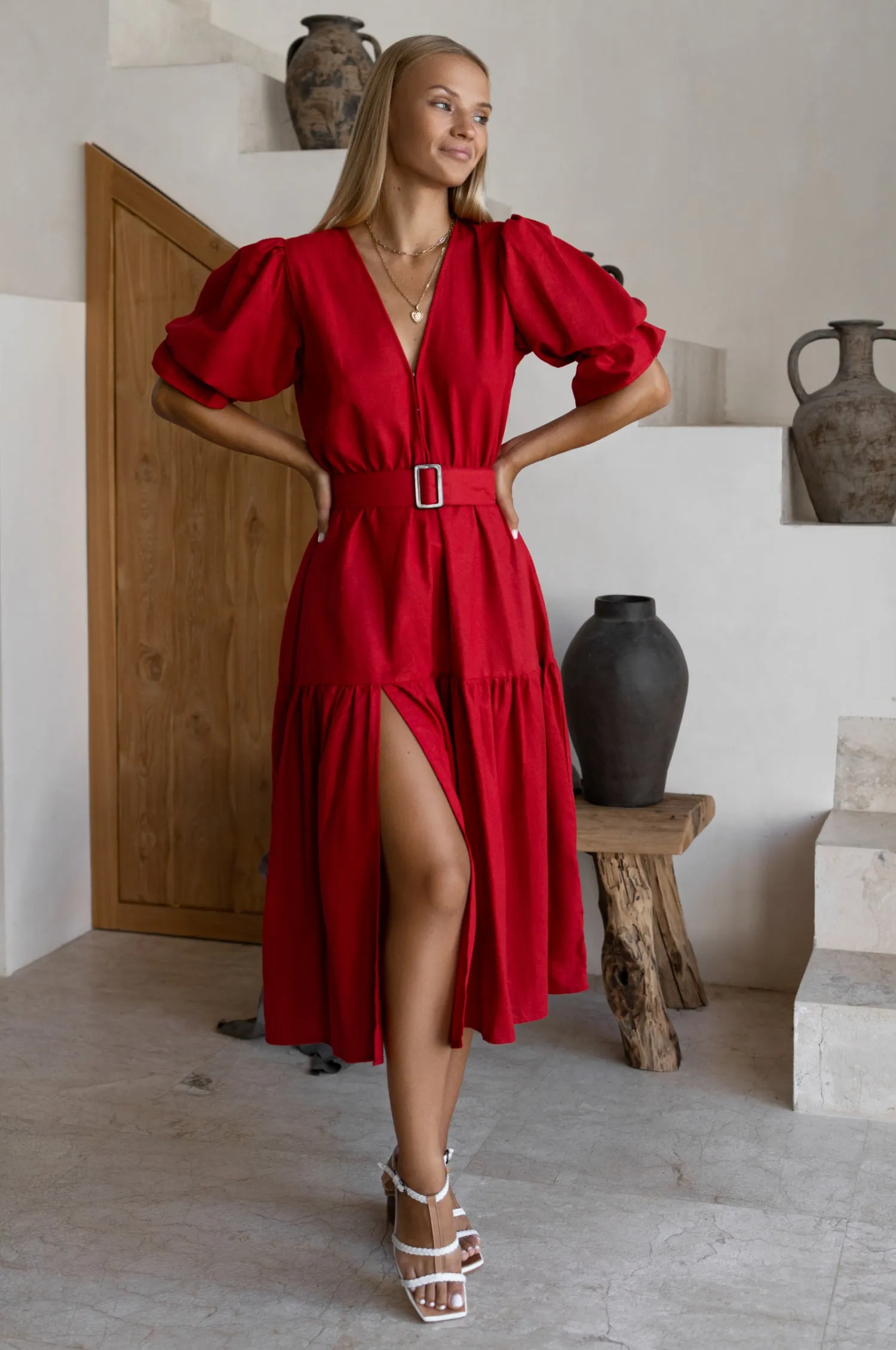 Peony Midi Dress - Red sold by Folklore Shop product image thumbnail 3