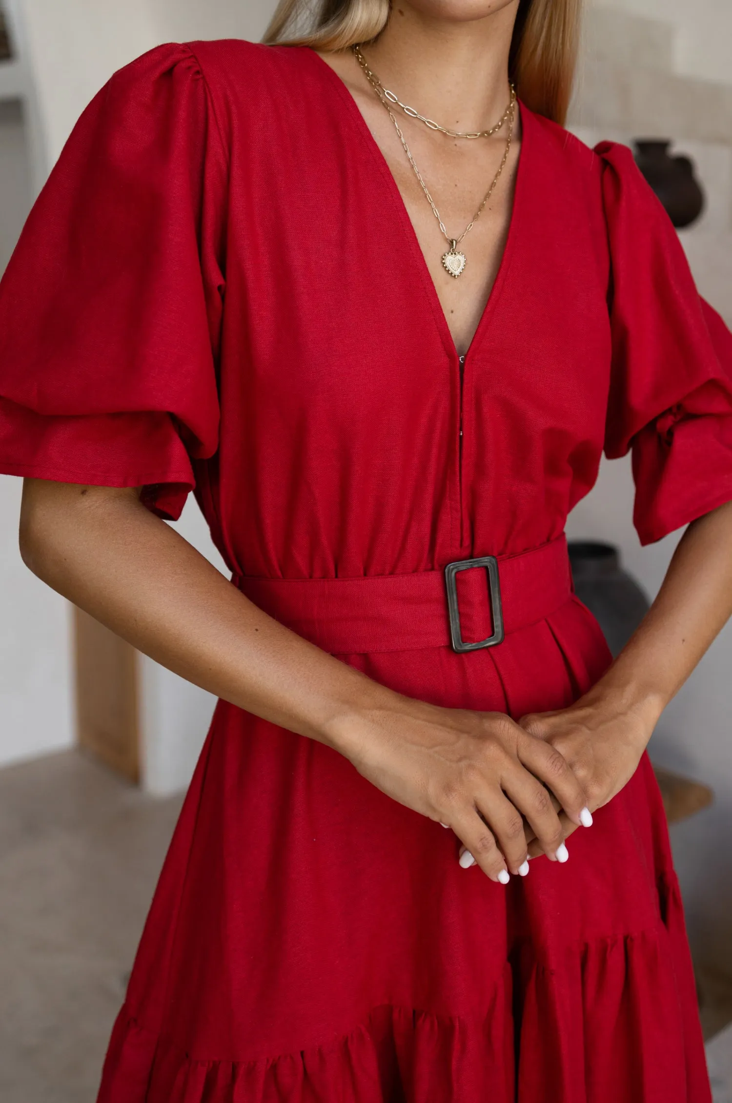 Peony Midi Dress - Red sold by Folklore Shop product image thumbnail 4