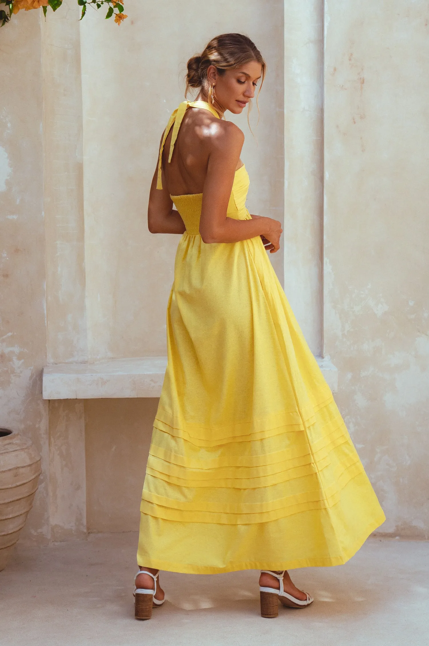 Penelope Halter Linen Maxi Dress - Pineapple sold by Folklore Shop product image thumbnail 2