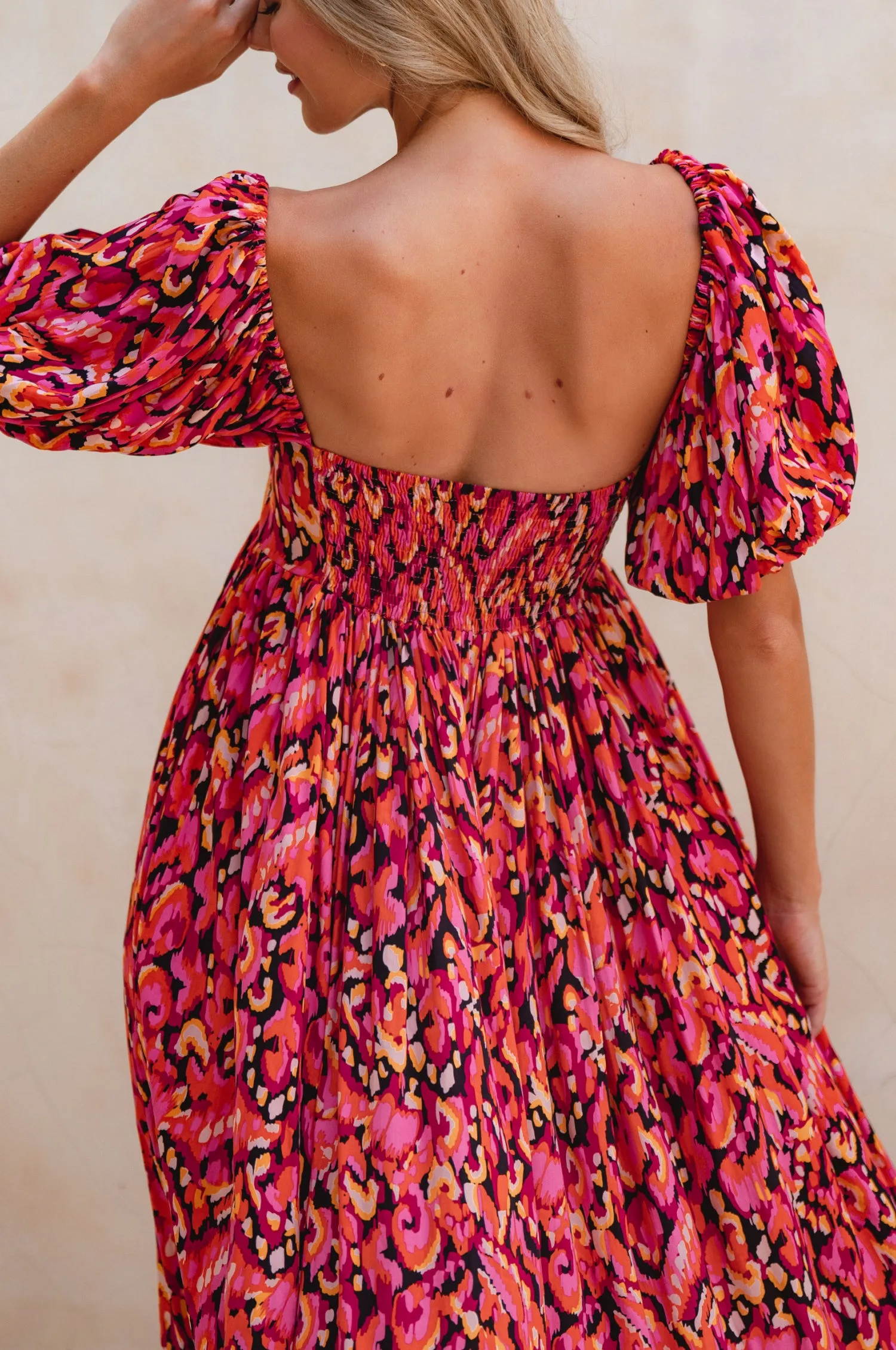 Violeta Puff Sleeve Midi Dress - Red Sea sold by Folklore Shop product image thumbnail 3