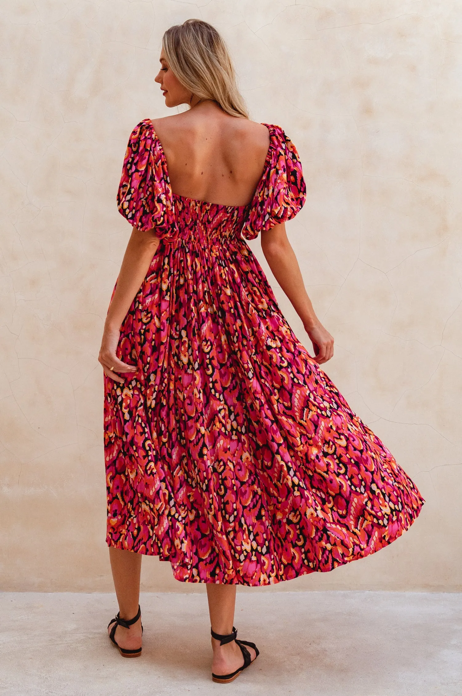 Violeta Puff Sleeve Midi Dress - Red Sea sold by Folklore Shop product image thumbnail 4