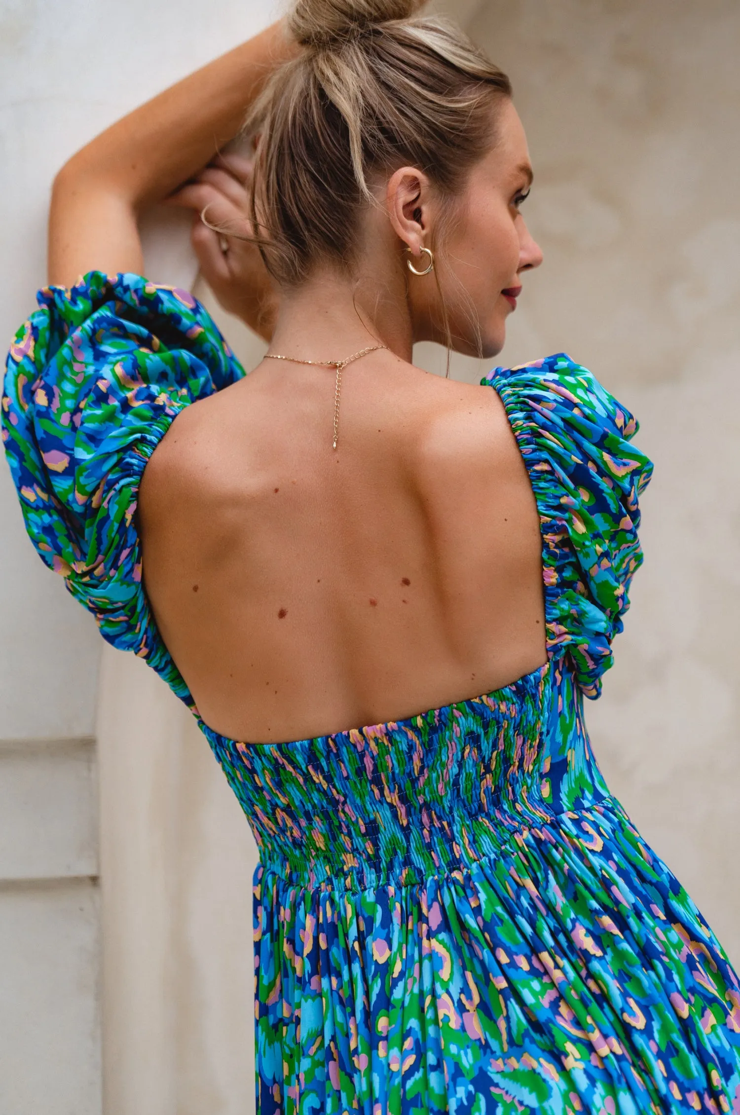 Violeta Puff Sleeve Midi Dress - Blue Sea sold by Folklore Shop product image thumbnail 5