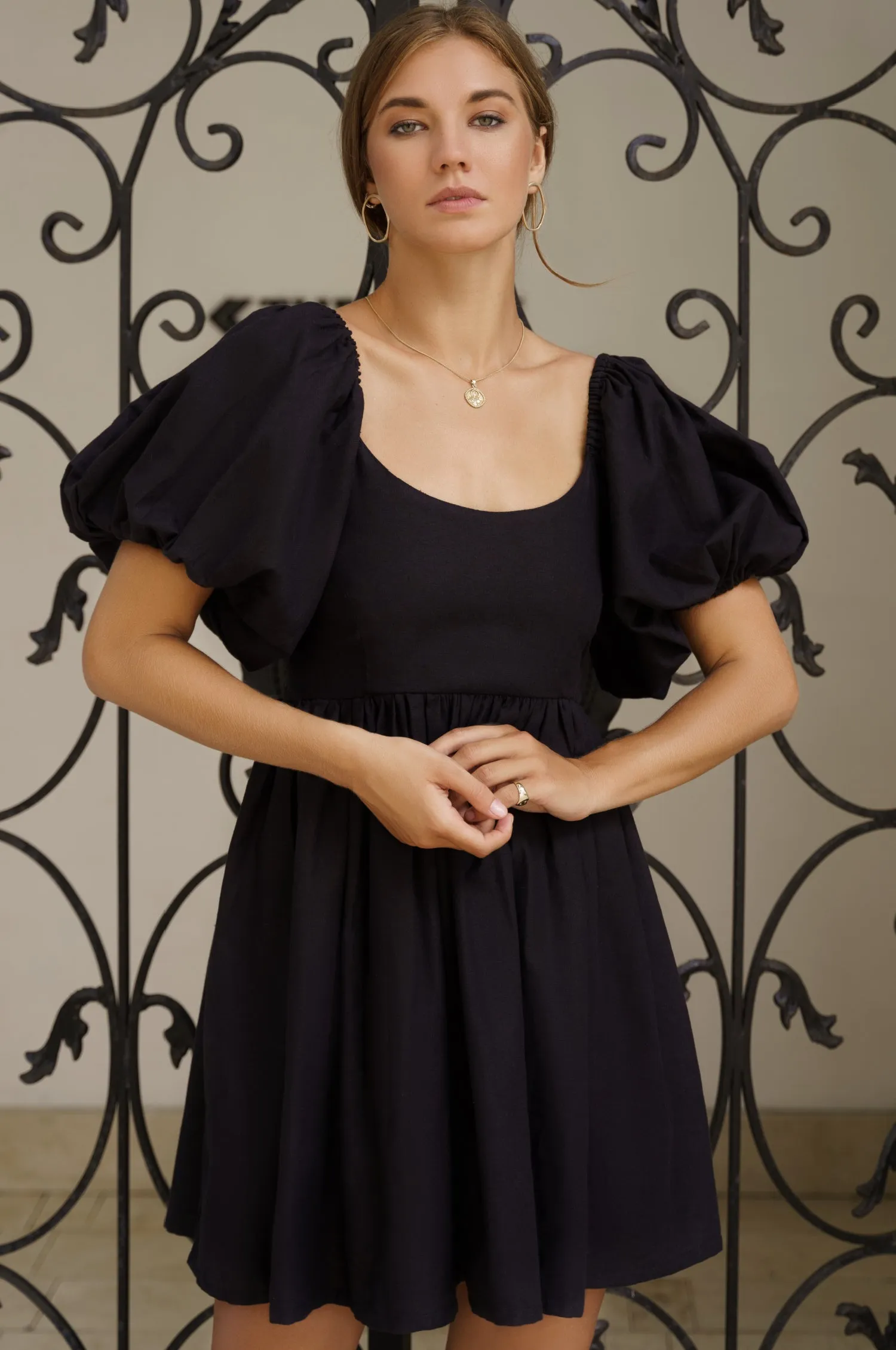 Strawberry Fields Puff Sleeve Mini - Black sold by Folklore Shop product image thumbnail 3