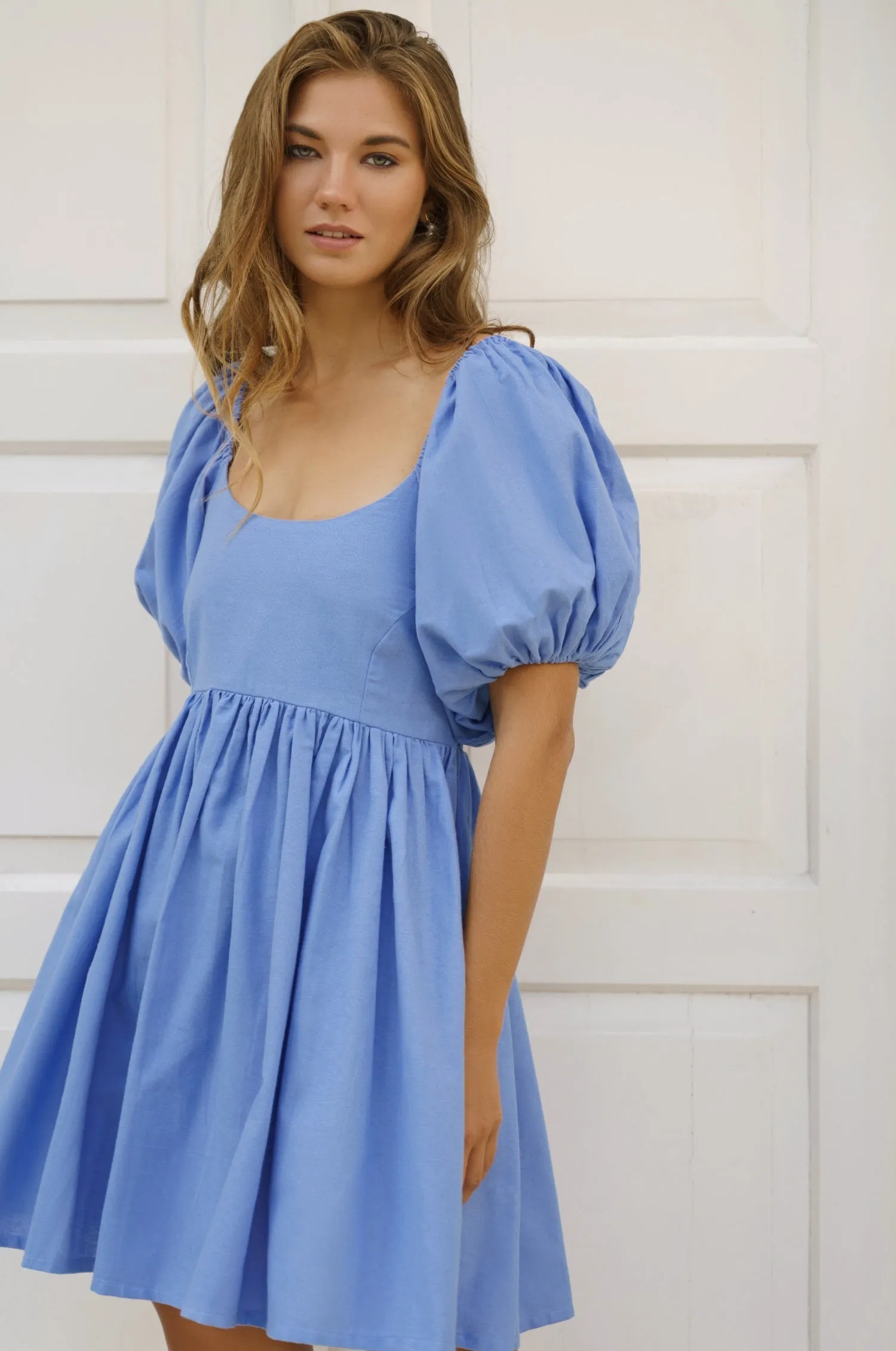 Strawberry Fields Puff Sleeve Mini - Caribbean Blue sold by Folklore Shop product image thumbnail 5