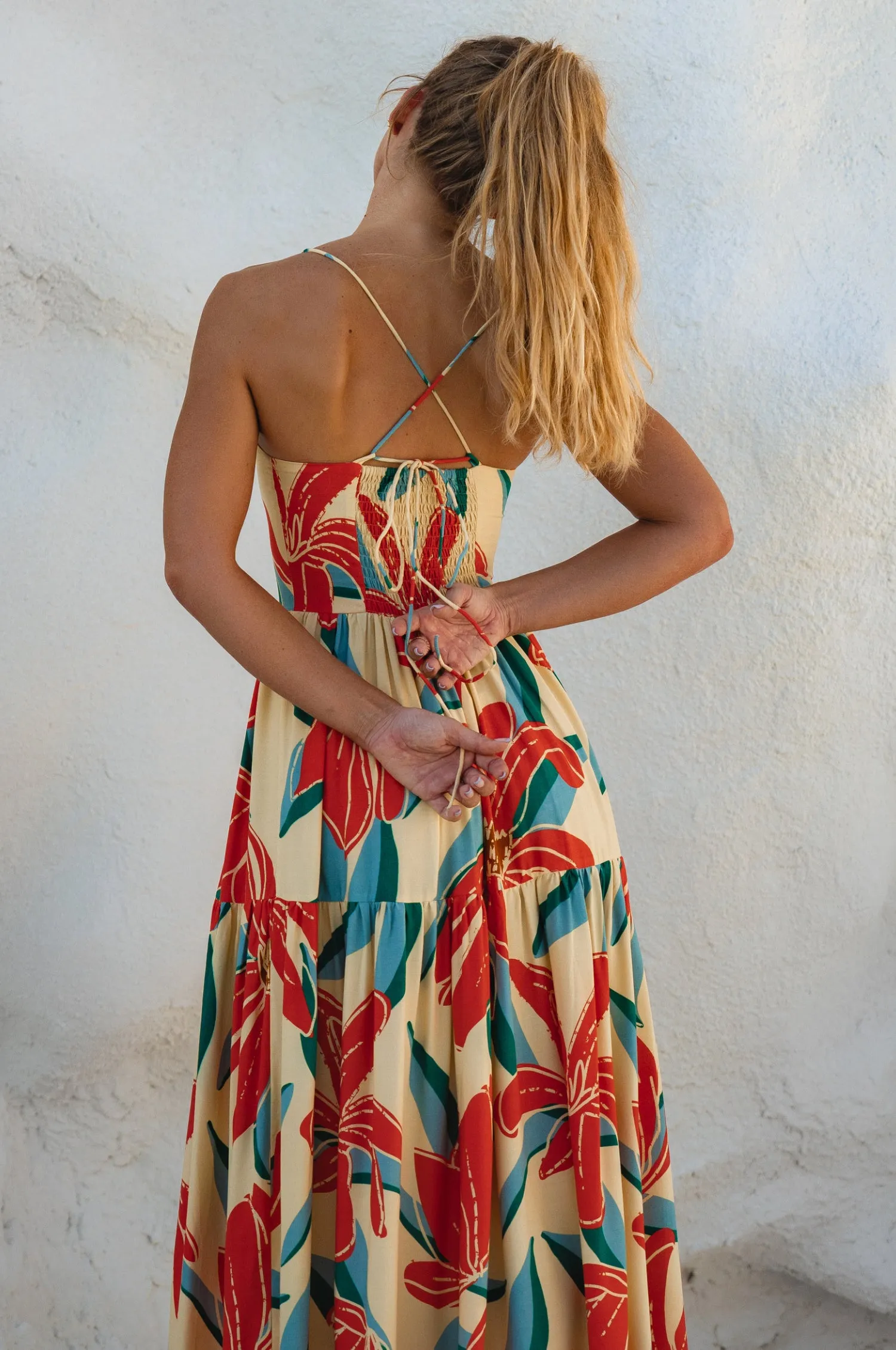 Sea Dreamer Strappy Midi Dress - Red Hibiscus sold by Folklore Shop product image thumbnail 5