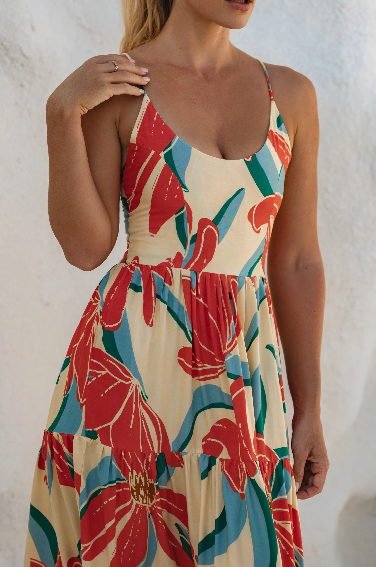 Sea Dreamer Strappy Midi Dress - Red Hibiscus sold by Folklore Shop product image thumbnail 4