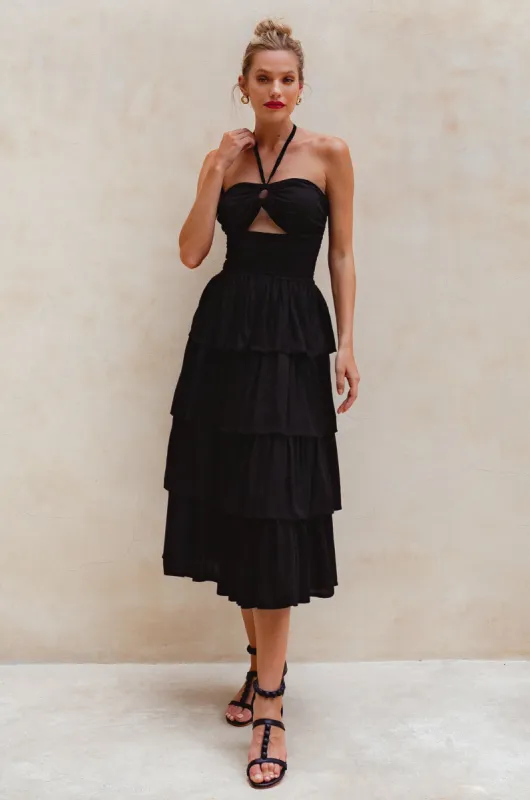 Roxane Halter Neck Midi Dress - Black sold by Folklore Shop