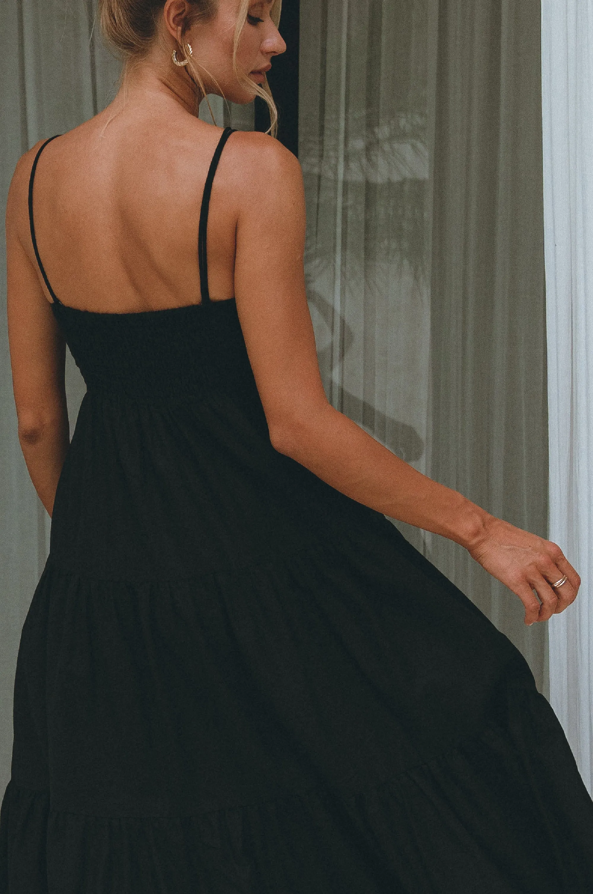 Rafaela Strappy Linen Midi Dress - Black sold by Folklore Shop product image thumbnail 5