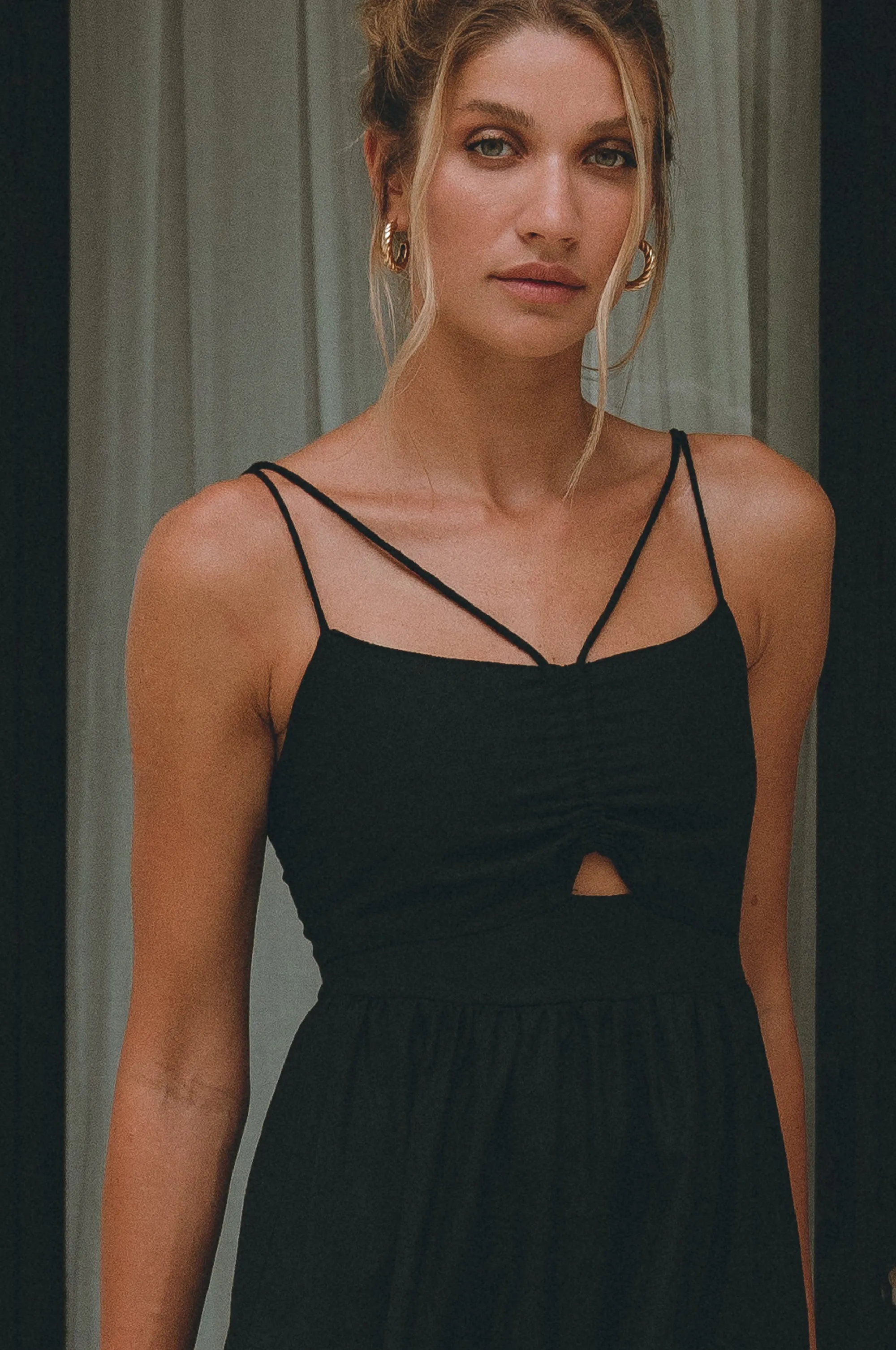 Rafaela Strappy Linen Midi Dress - Black sold by Folklore Shop product image thumbnail 2