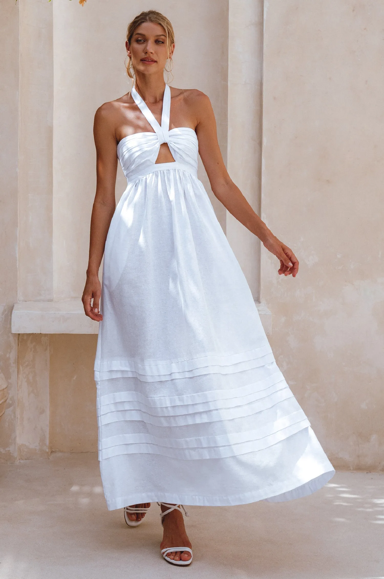 Penelope Halter Linen Maxi Dress - White sold by Folklore Shop product image thumbnail 3