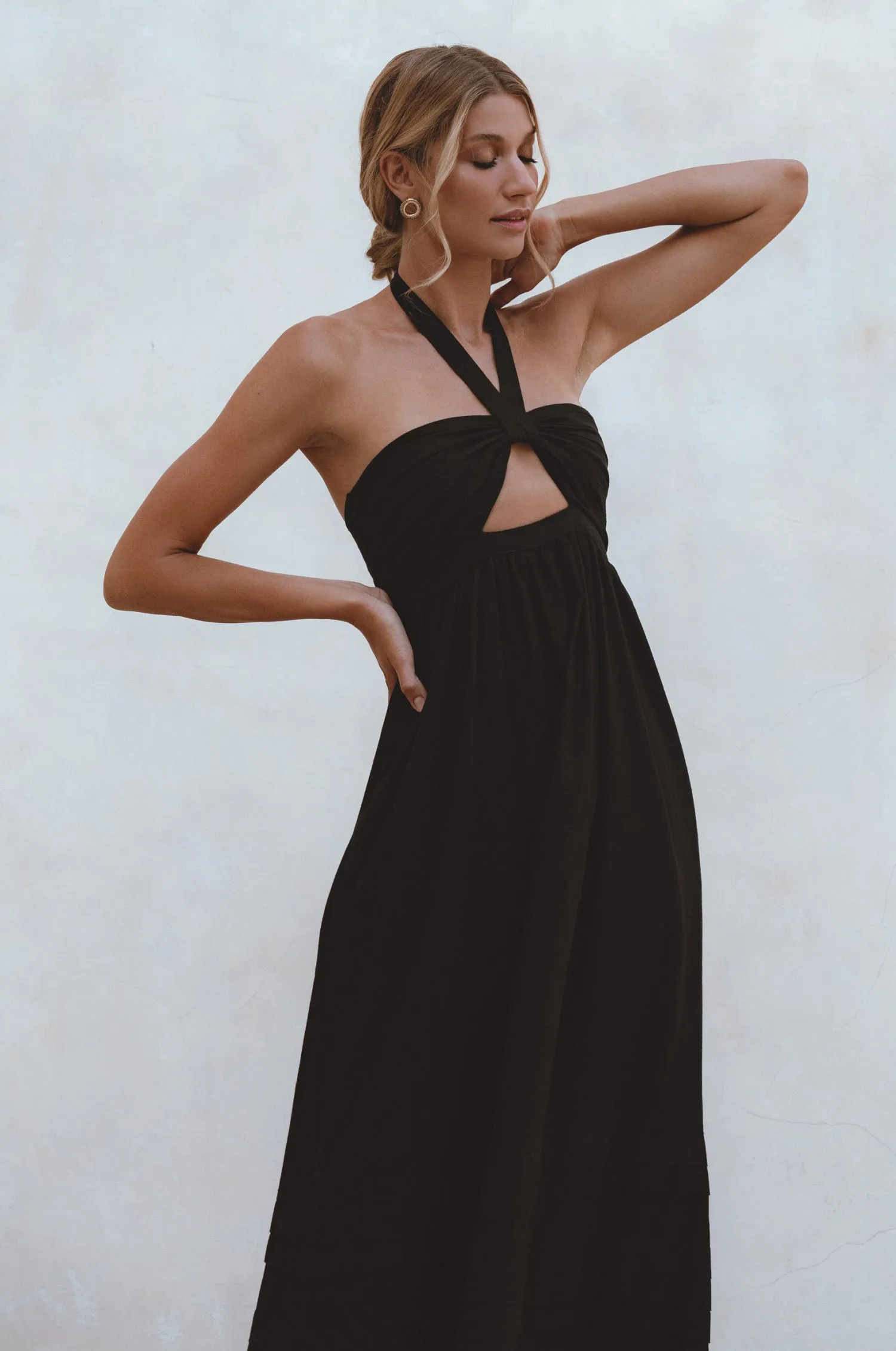 Penelope Halter Linen Maxi Dress - Black sold by Folklore Shop product image thumbnail 2