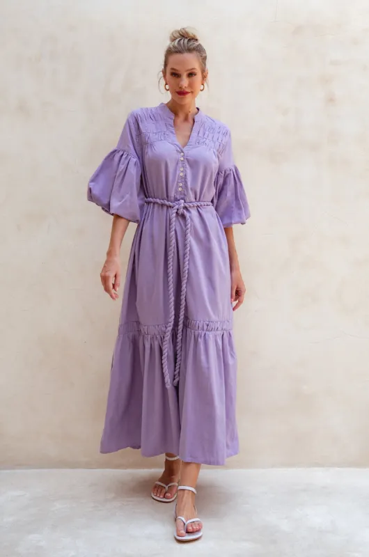 Oleana Puff Sleeve Maxi Dress - Lavender sold by Folklore Shop