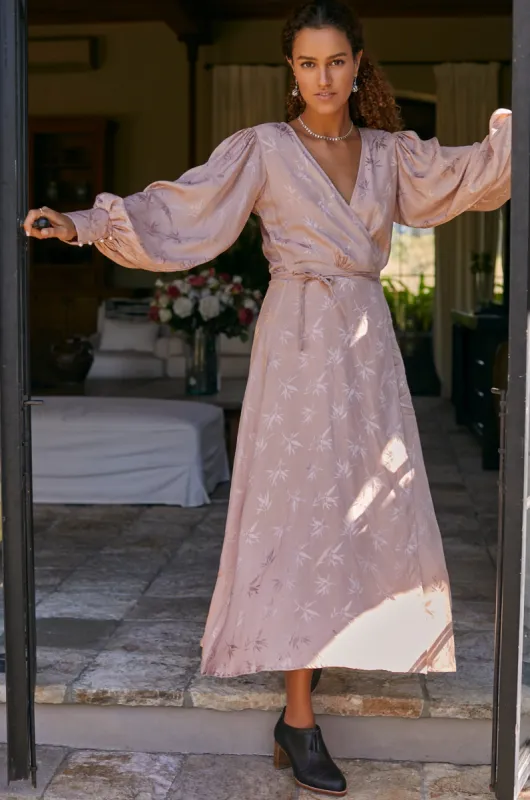 Isabella Long Sleeve Wrap Dress - Pearl Beige sold by Folklore Shop