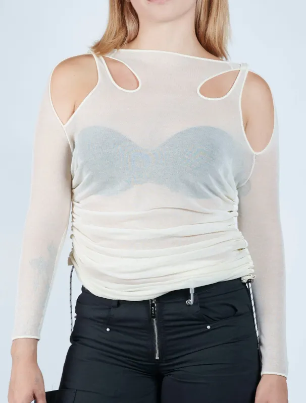 Ruched Grommet  Long Sleeve Top sold by Folklore Shop