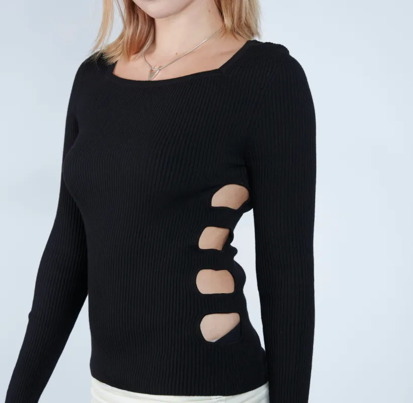 Side Cut Out Long  Sleeve Top sold by Folklore Shop