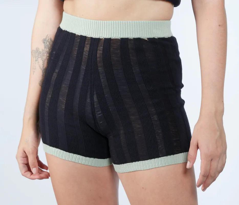 Ladder Knit Shorts  with Contrast Trim sold by Folklore Shop
