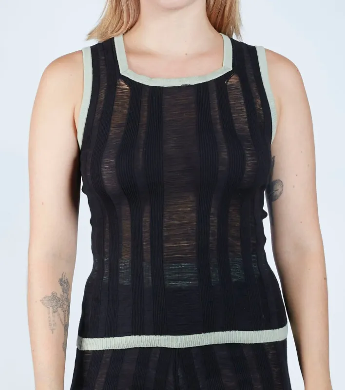 Ladder Knit Top with Contrast Trim sold by Folklore Shop