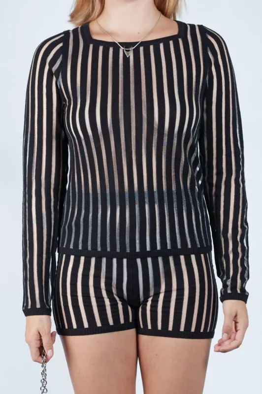 Transparent/Solid Striped Top sold by Folklore Shop