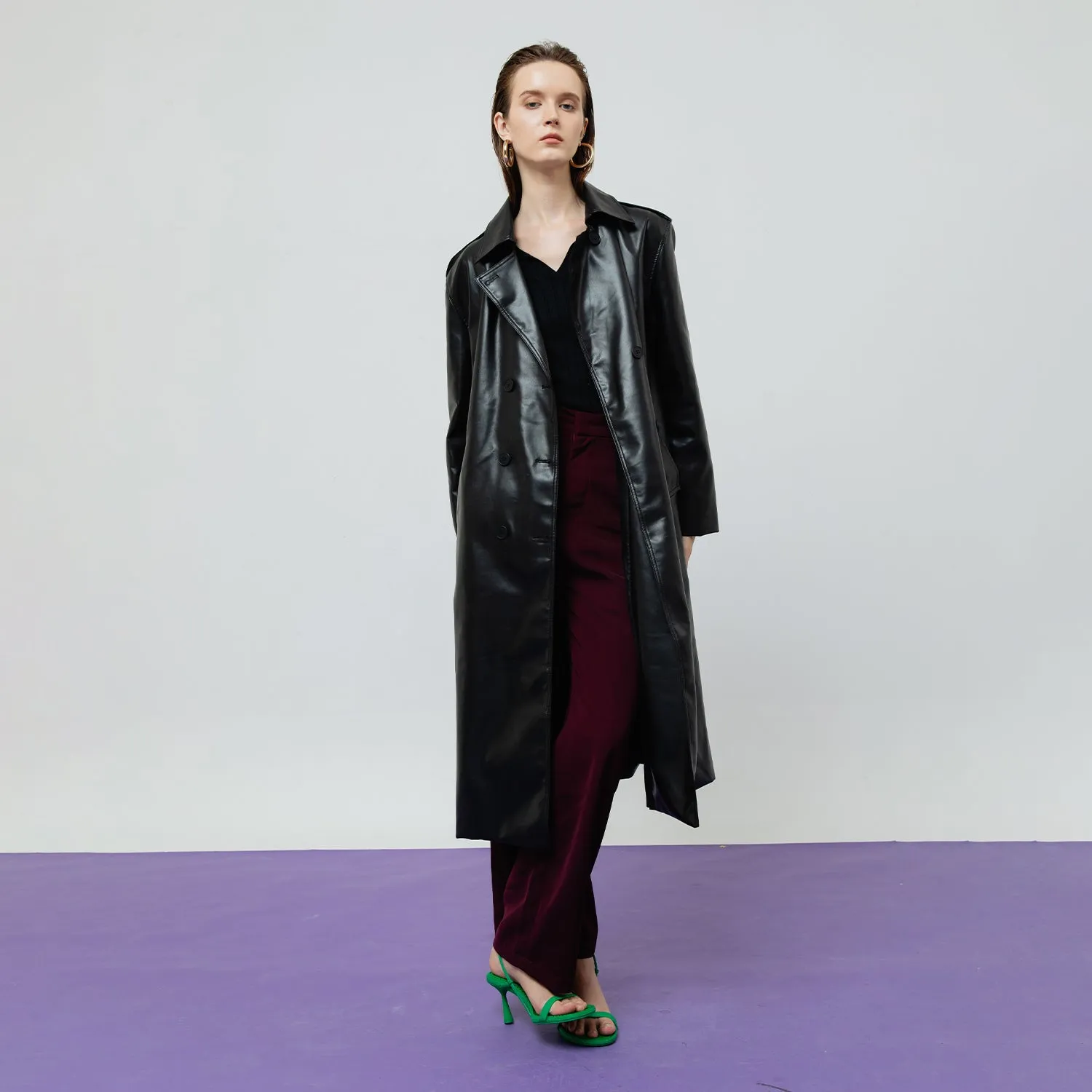 RAVEN LEATHER TRENCH COAT sold by Folklore Shop product image thumbnail 5