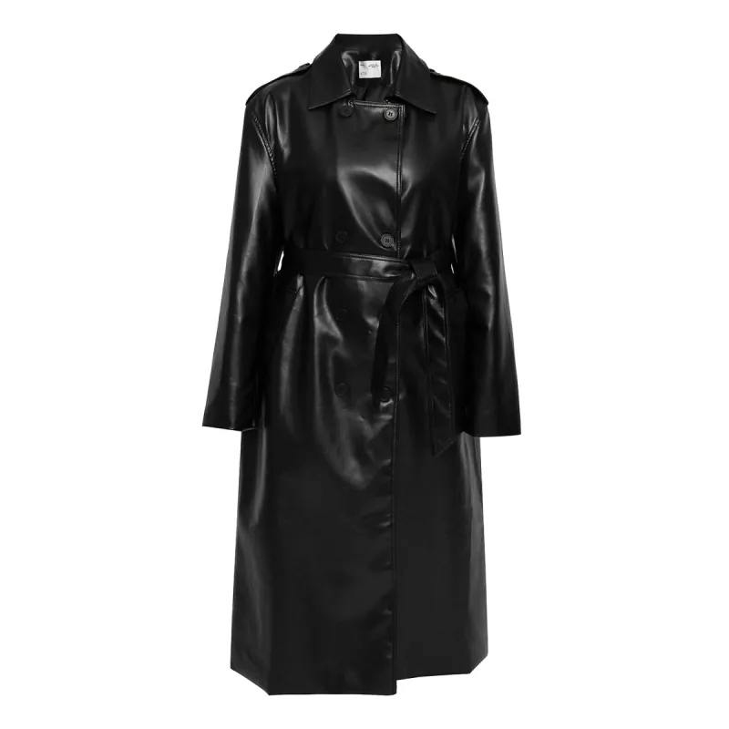 RAVEN LEATHER BLACK TRENCH COAT sold by Folklore Shop