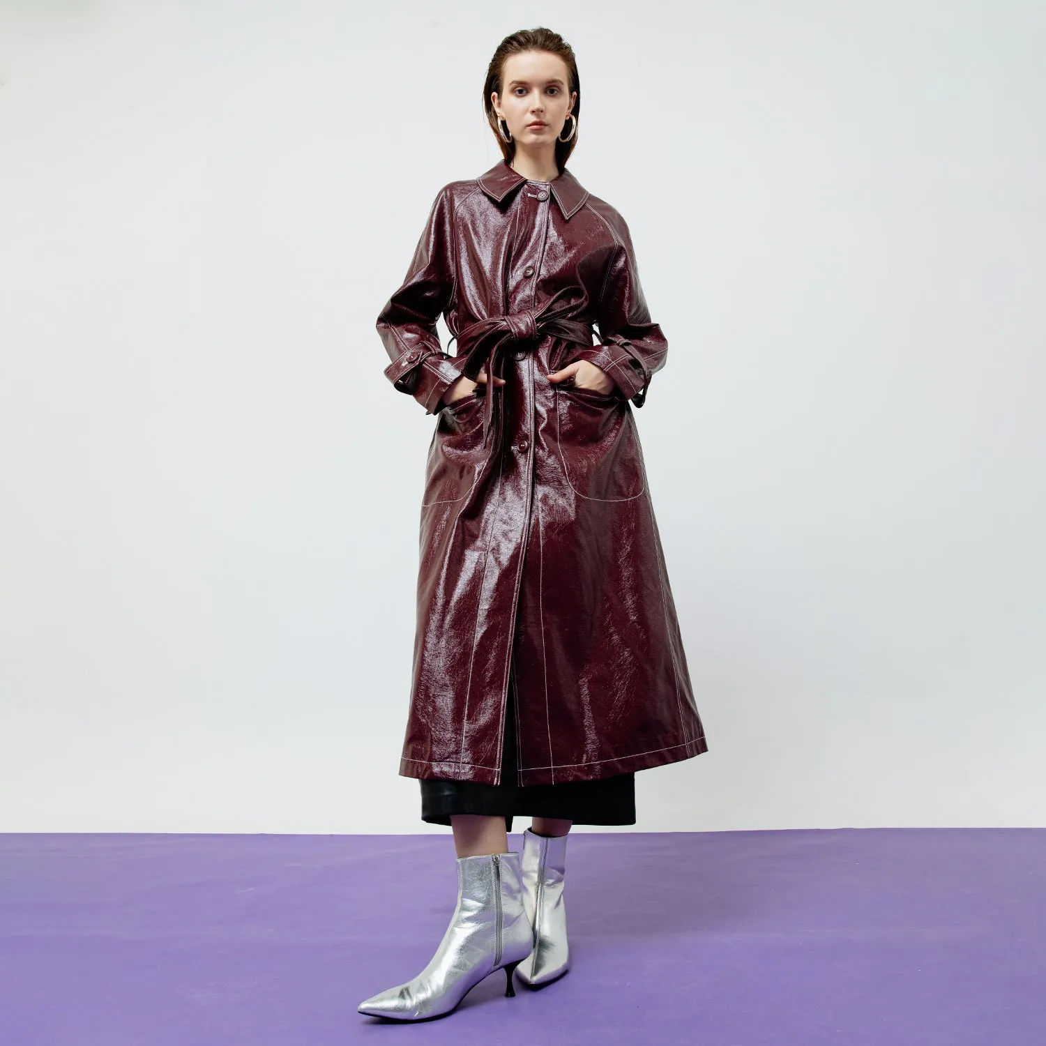 BRIA LEATHER TRENCH COAT sold by Folklore Shop product image thumbnail 3