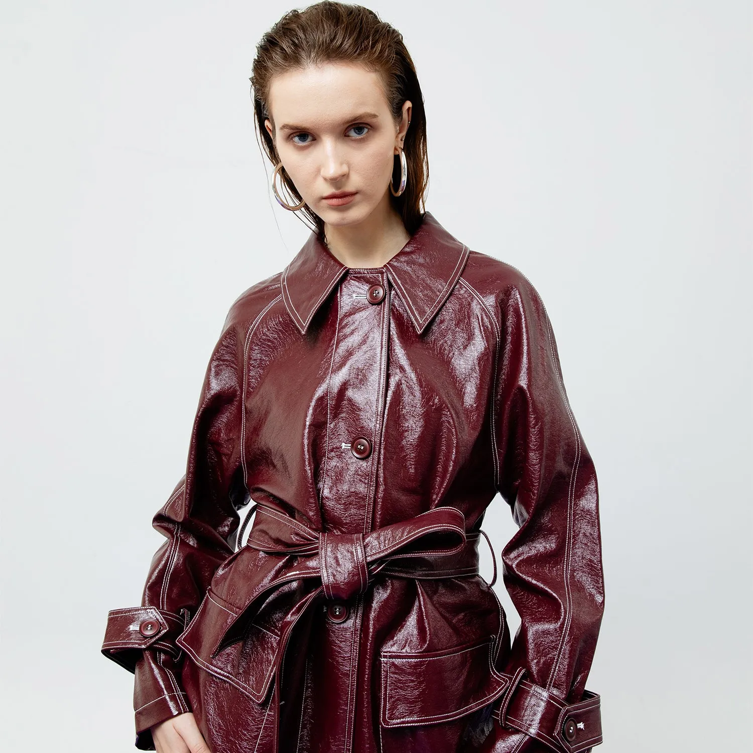BRIA LEATHER TRENCH COAT sold by Folklore Shop product image thumbnail 2