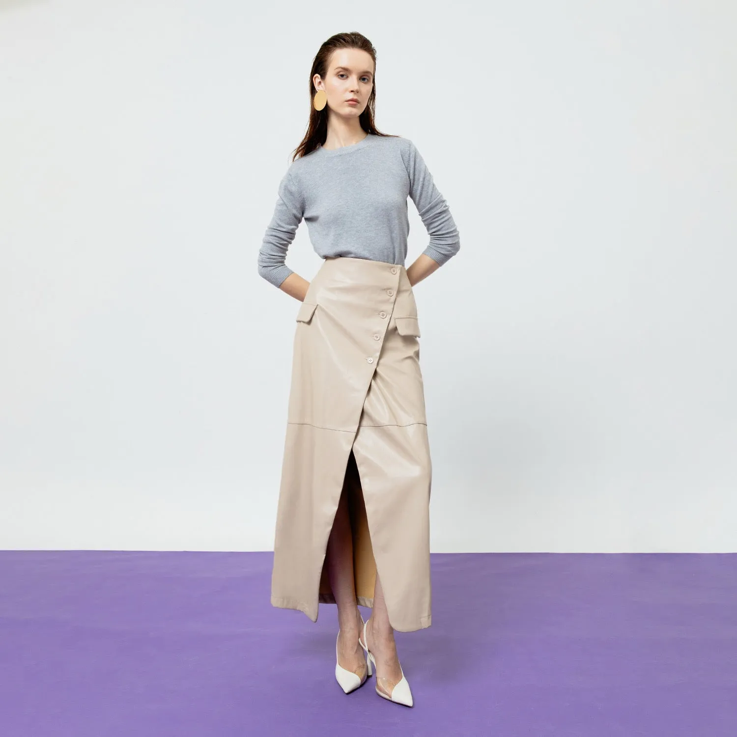 BEATRIX FAUX LEATHER MIDI SKIRT sold by Folklore Shop product image thumbnail 3