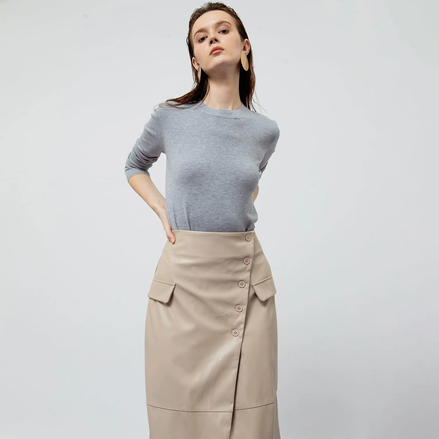 BEATRIX FAUX LEATHER MIDI SKIRT sold by Folklore Shop product image thumbnail 4