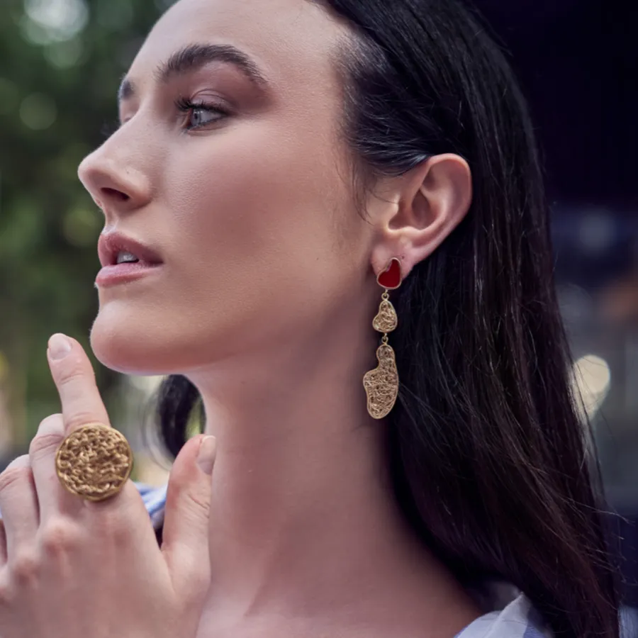 Sculpture Asymmetrical Earrings sold by Folklore Shop product image thumbnail 3