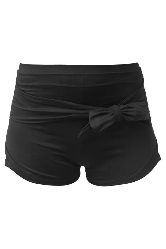 Moe tie-front swim shorts, black sold by Folklore Shop