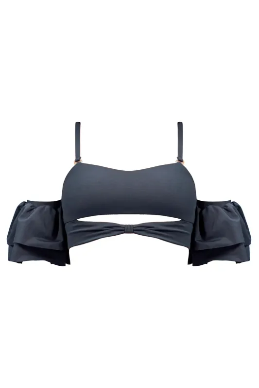 Ty cutout bikini top with ruffle sleeves sold by Folklore Shop